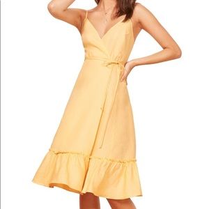 Reformation Yellow Linen Summer Dress “Fig”